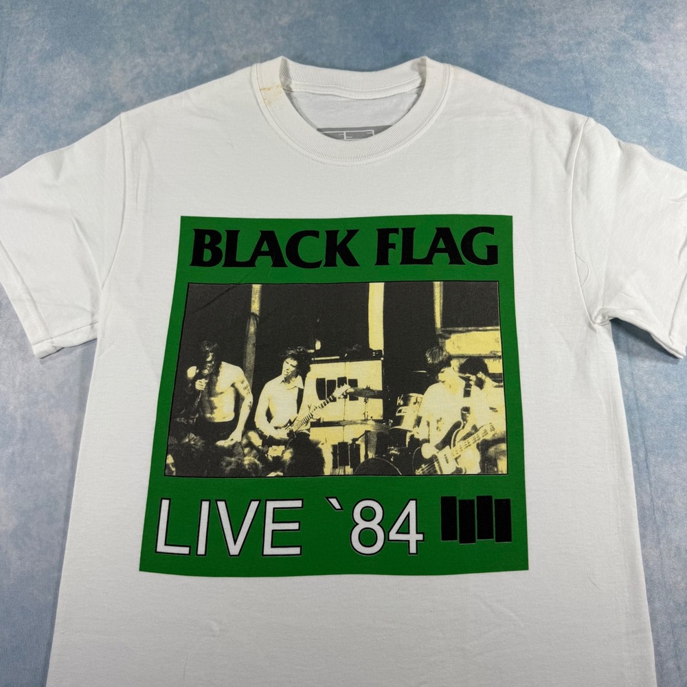 SST Records Black Flag Graphic T-Shirt Mens Small White Good Live 84 Punk Tee